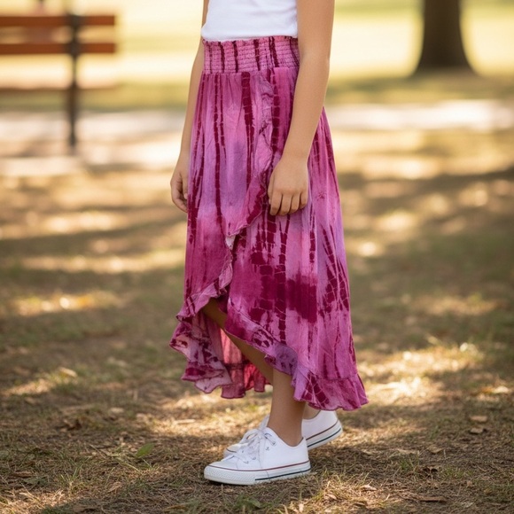 Girls pink Justice tie dye skirt - Picture 2 of 4